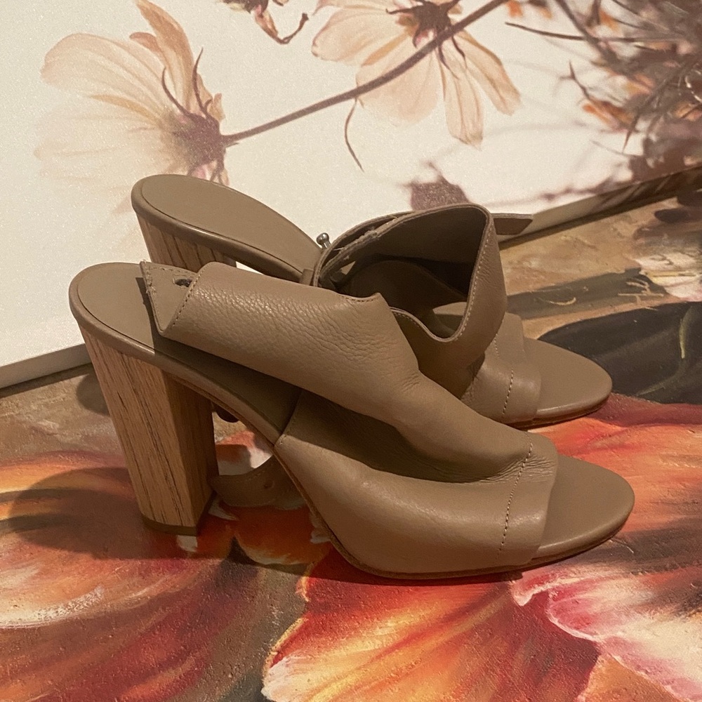 Vince Taupe Leather Heeled Sandals